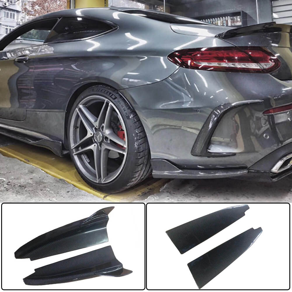 Mercedes Benz (W205) C205 A205 Sport C43 AMG 2015-2019 Rear Bumper Splitters Carbon Fiber-Ahacarbon