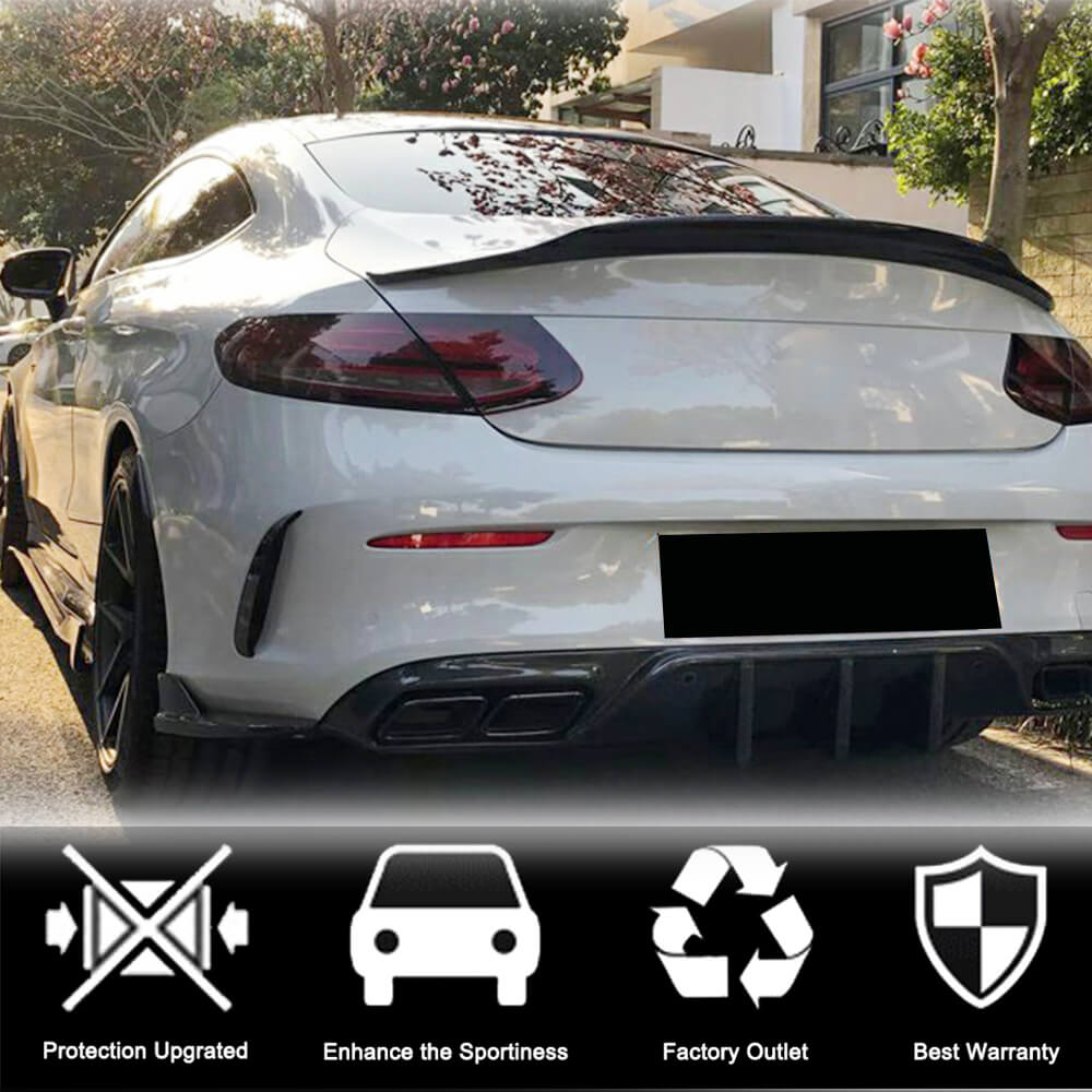 Mercedes Benz (W205) C205 A205 Sport C43 AMG 2015-2019 Rear Bumper Splitters Carbon Fiber-Ahacarbon