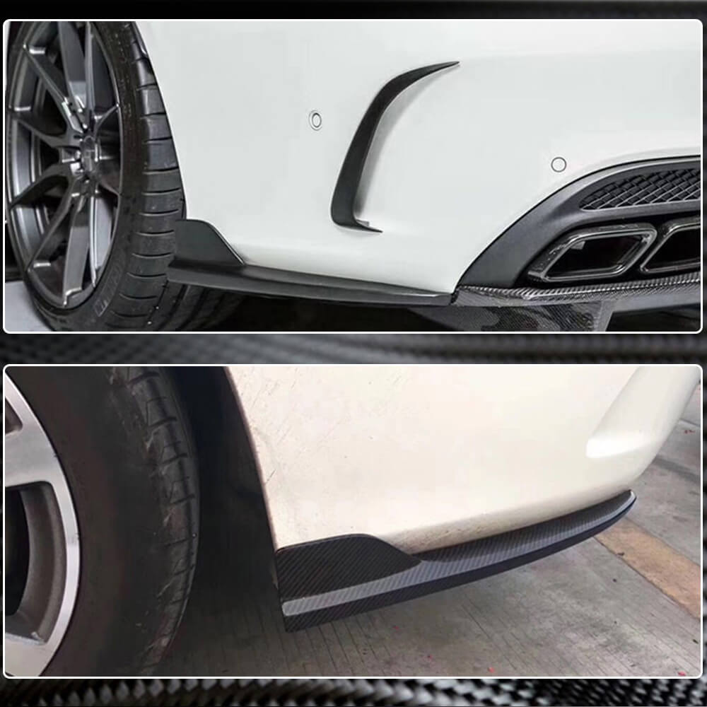 Mercedes Benz (W205) C205 A205 Sport C43 AMG 2015-2019 Rear Bumper Splitters Carbon Fiber-Ahacarbon