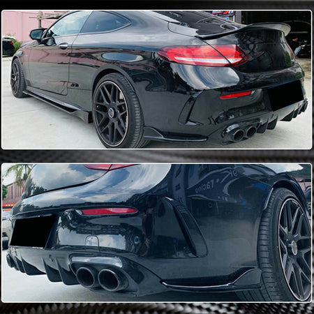 Mercedes Benz (W205) C205 A205 Sport C43 AMG 2015-2019 Rear Bumper Splitters Carbon Fiber-Ahacarbon