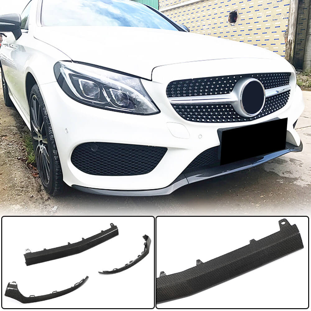 Mercedes Benz W205 C205 A205 Sport C43 Pre-facelift 2015-2019 Front Bumper Lip Carbon Fiber-Ahacarbon