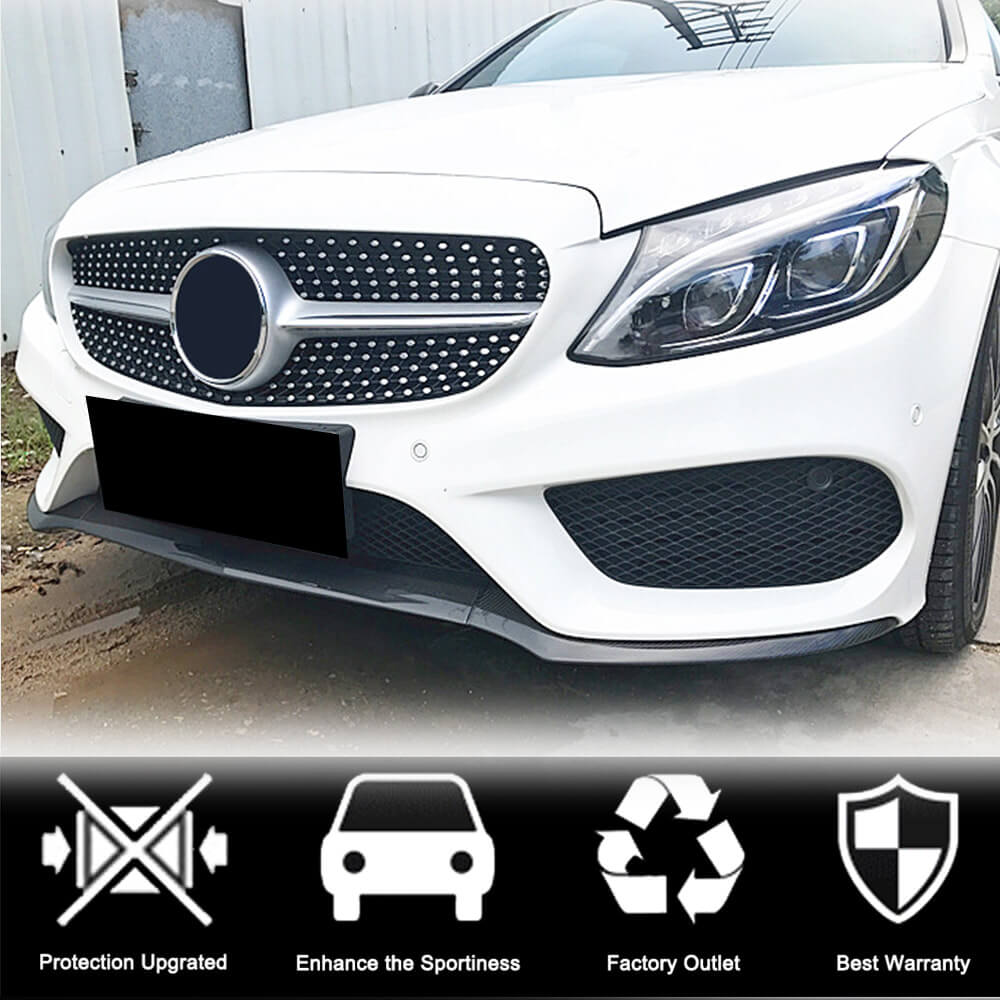 Mercedes Benz W205 C205 A205 Sport C43 Pre-facelift 2015-2019 Front Bumper Lip Carbon Fiber-Ahacarbon
