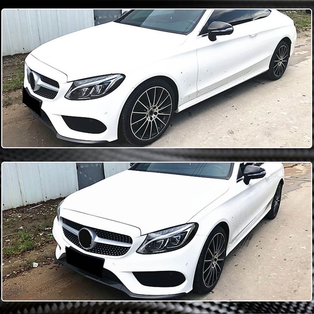 Mercedes Benz W205 C205 A205 Sport C43 Pre-facelift 2015-2019 Front Bumper Lip Carbon Fiber-Ahacarbon
