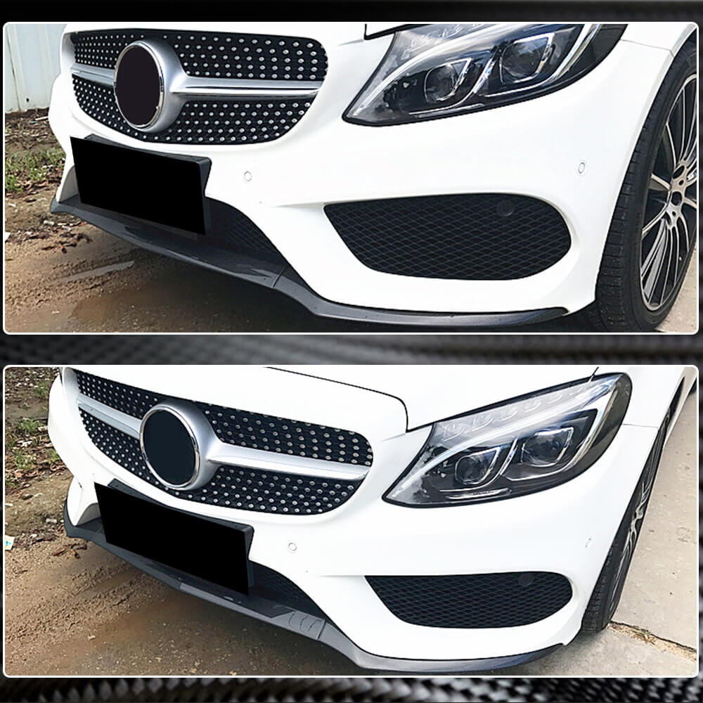 Mercedes Benz W205 C205 A205 Sport C43 Pre-facelift 2015-2019 Front Bumper Lip Carbon Fiber-Ahacarbon