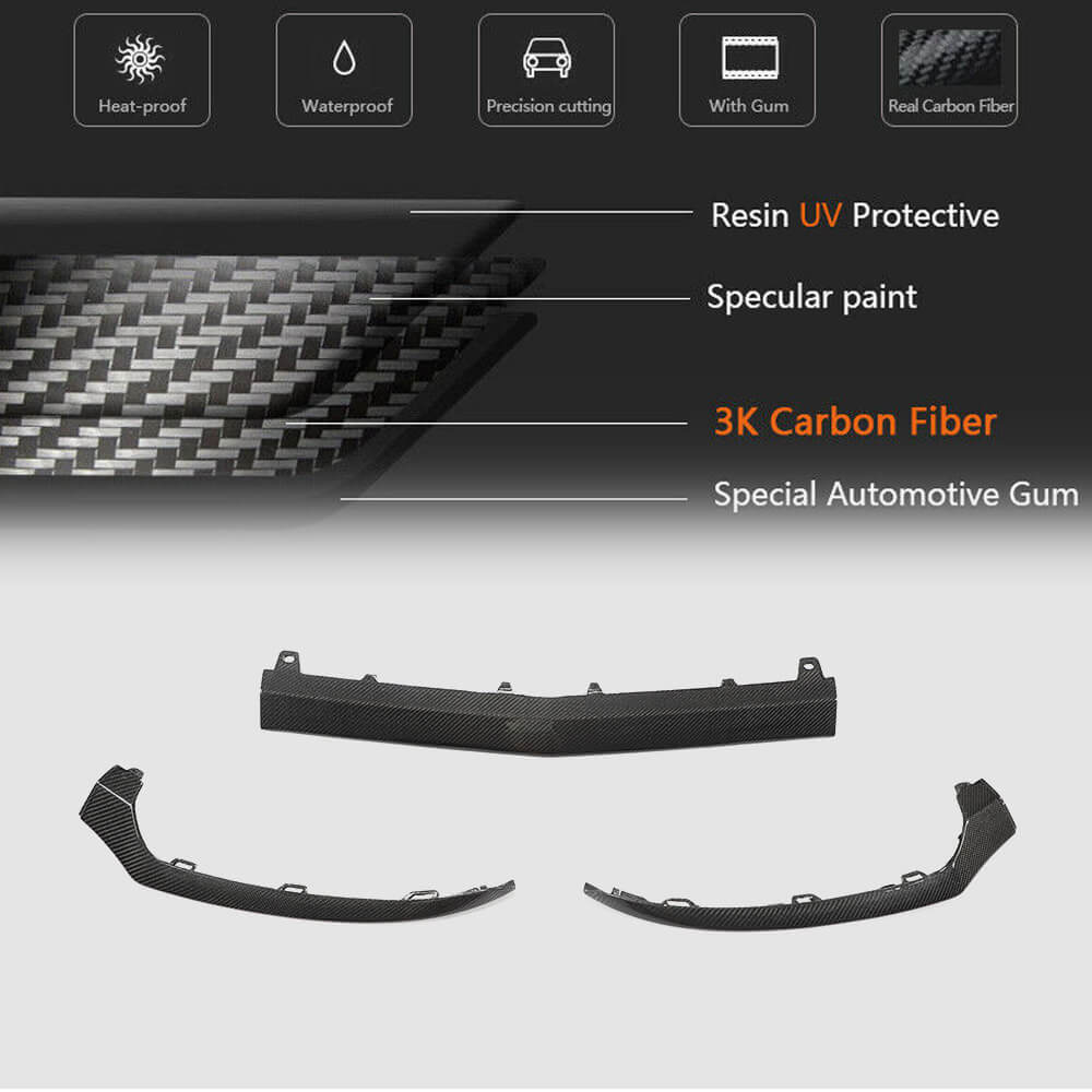 Mercedes Benz W205 C205 A205 Sport C43 Pre-facelift 2015-2019 Front Bumper Lip Carbon Fiber-Ahacarbon