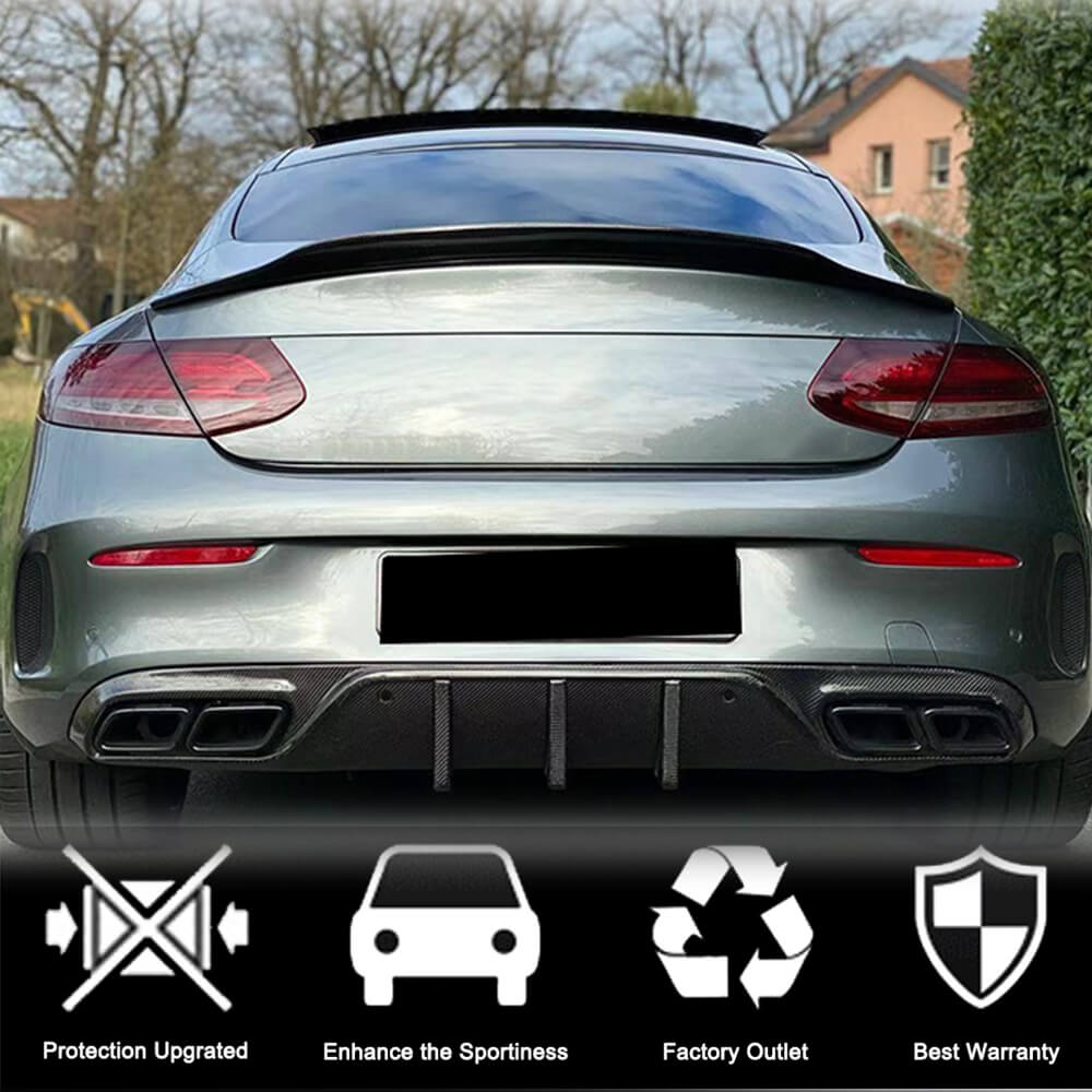 Mercedes Benz (W205) C205 Coupe 2015-2019 Rear Trunk Spoiler Boot Wing Lip Carbon Fiber/FRP-Ahacarbon