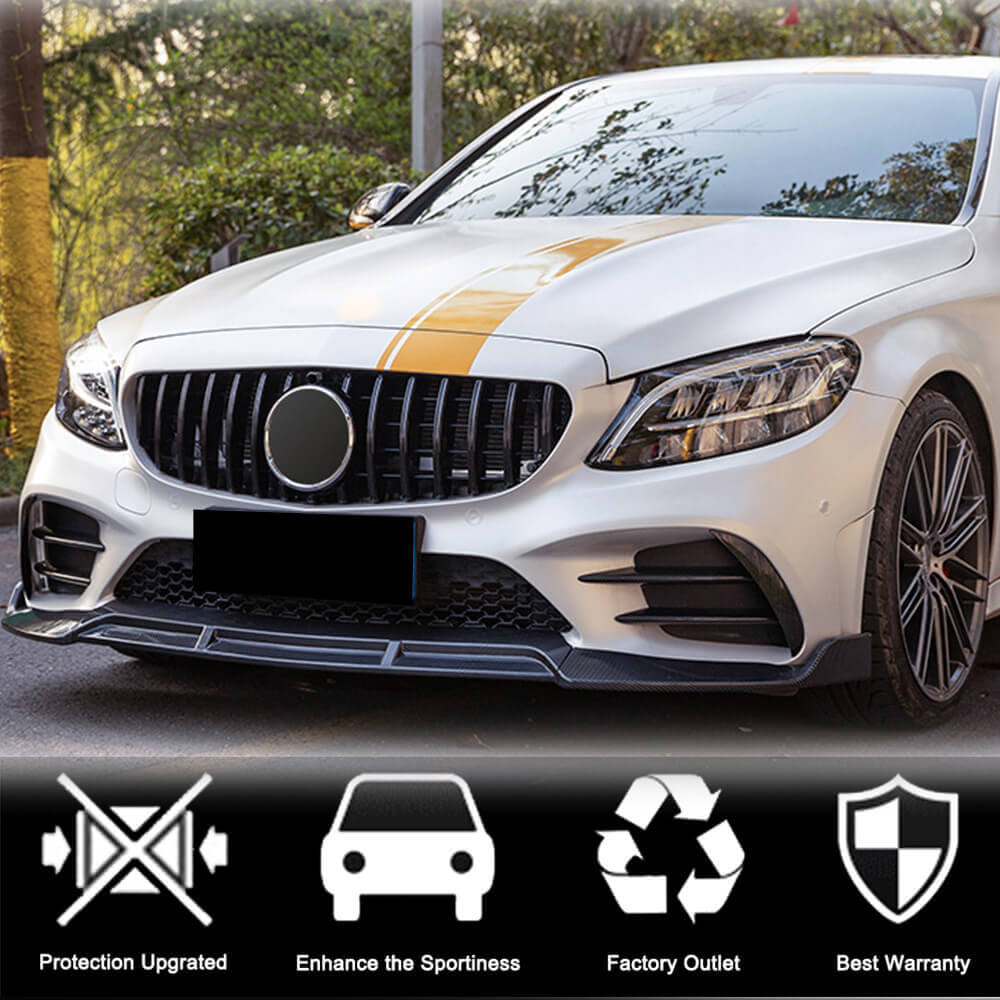 Mercedes Benz W205 C300 C350 Sport C43 AMG Facelift 2019-2021 Front Bumper Lip Carbon Fiber-Ahacarbon