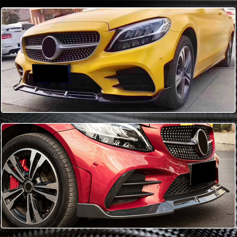 Mercedes Benz W205 C300 C350 Sport C43 AMG Facelift 2019-2021 Front Bumper Lip Carbon Fiber-Ahacarbon