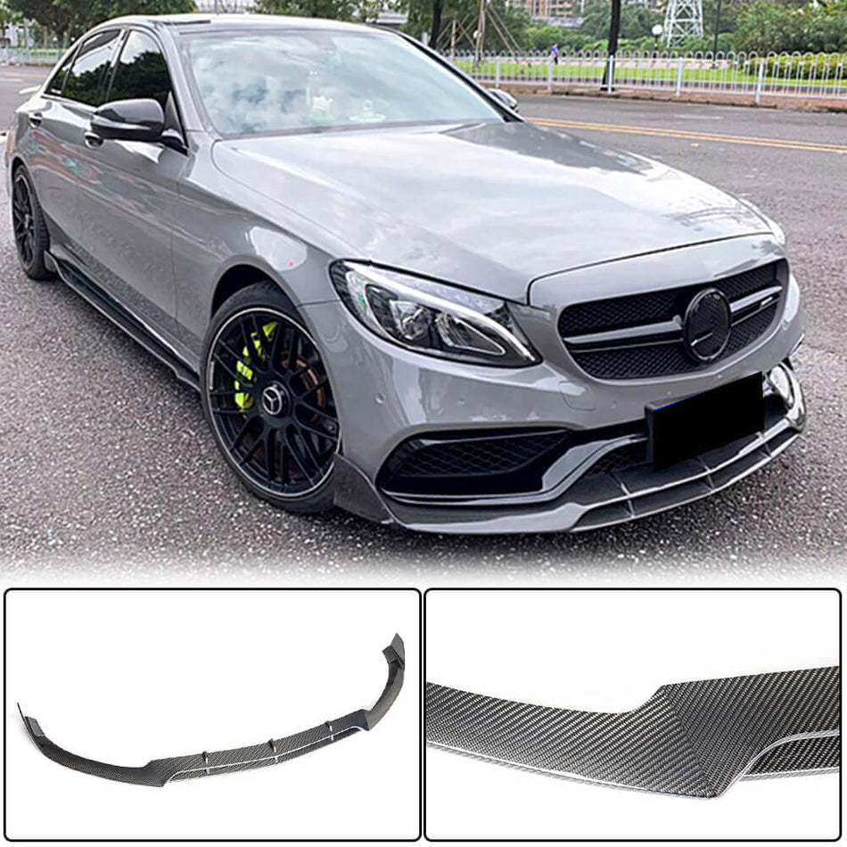 Mercedes Benz W205 C63 AMG Pre-facelift 2015-2019 Front Bumper Lip Carbon Fiber-Ahacarbon
