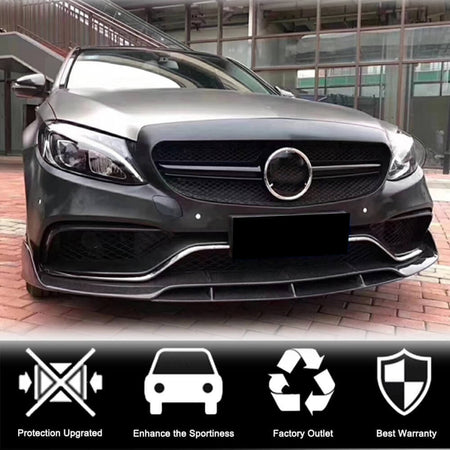 Mercedes Benz W205 C63 AMG Pre-facelift 2015-2019 Front Bumper Lip Carbon Fiber-Ahacarbon