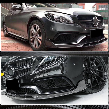 Mercedes Benz W205 C63 AMG Pre-facelift 2015-2019 Front Bumper Lip Carbon Fiber-Ahacarbon