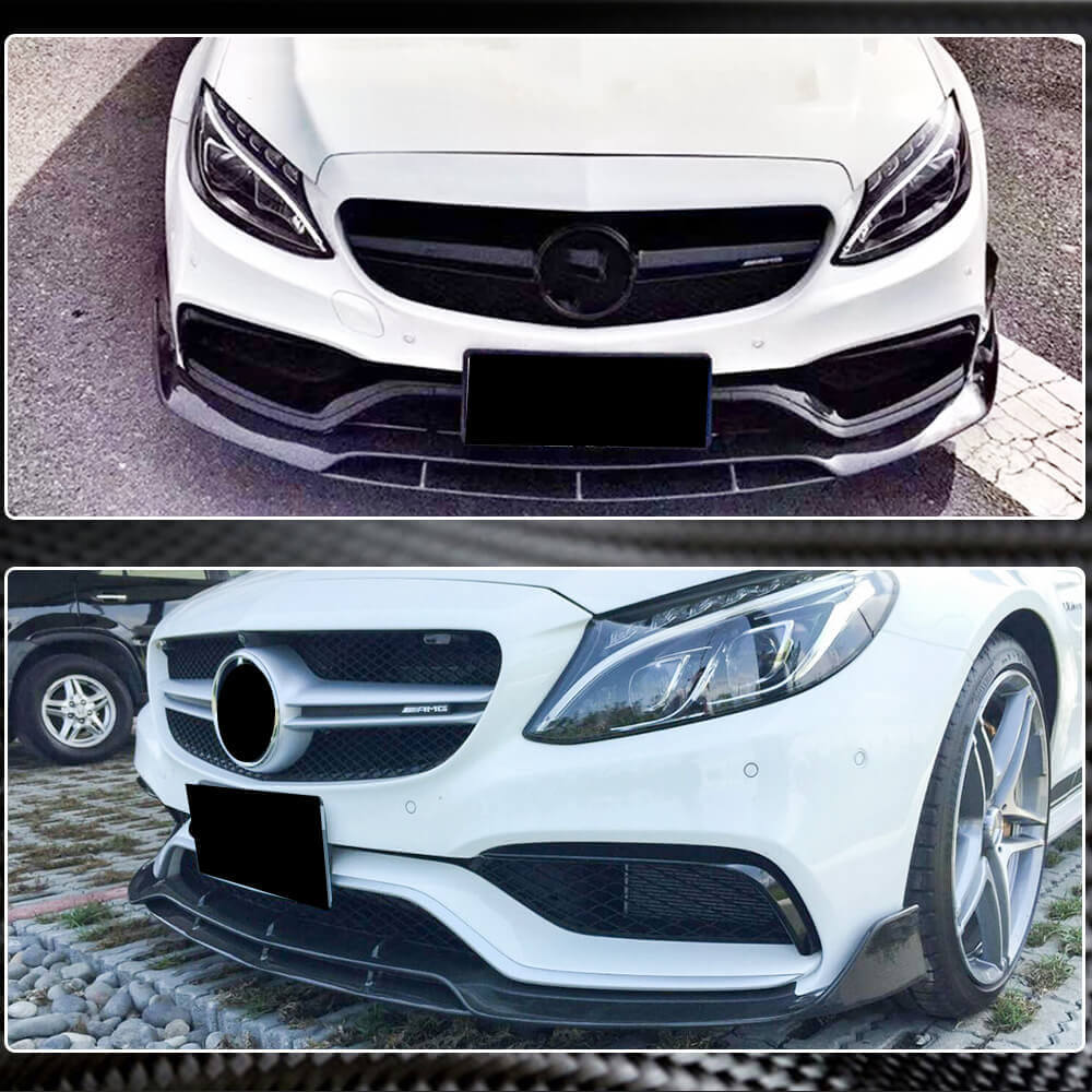 Mercedes Benz W205 C63 AMG Pre-facelift 2015-2019 Front Bumper Lip Carbon Fiber-Ahacarbon