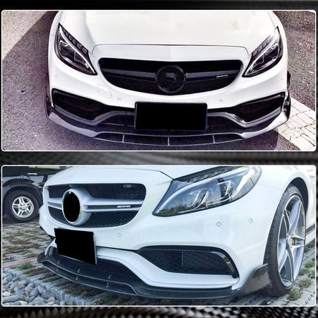 Mercedes Benz W205 C63 AMG Pre-facelift 2015-2019 Front Bumper Lip Carbon Fiber-Ahacarbon
