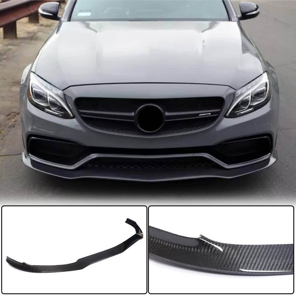 Mercedes Benz W205 C63 (S) AMG Pre-facelift 2015-2019 Front Bumper Lip Carbon Fiber-Ahacarbon