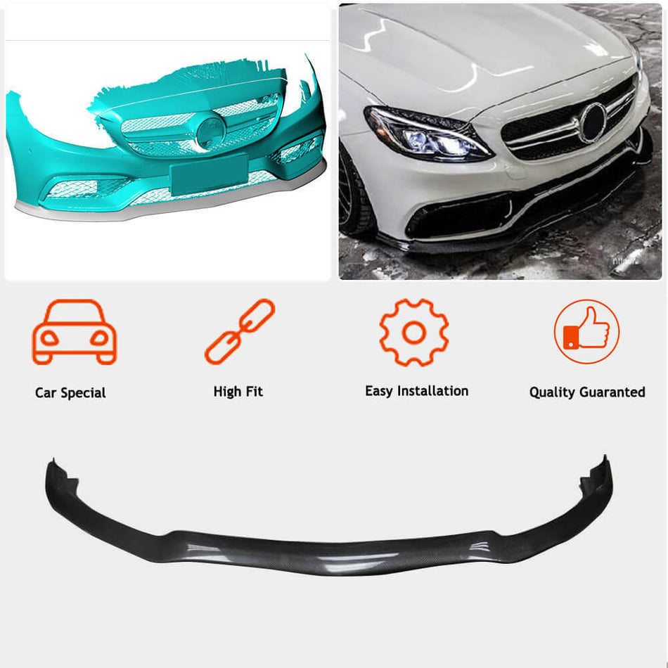 Mercedes Benz W205 C63 (S) AMG Pre-facelift 2015-2019 Front Bumper Lip Carbon Fiber-Ahacarbon
