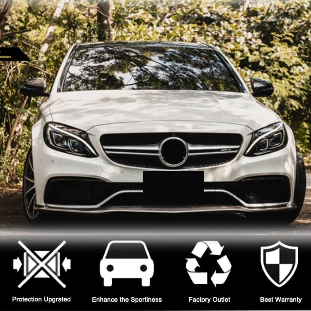 Mercedes Benz W205 C63 (S) AMG Pre-facelift 2015-2019 Front Bumper Lip Carbon Fiber-Ahacarbon