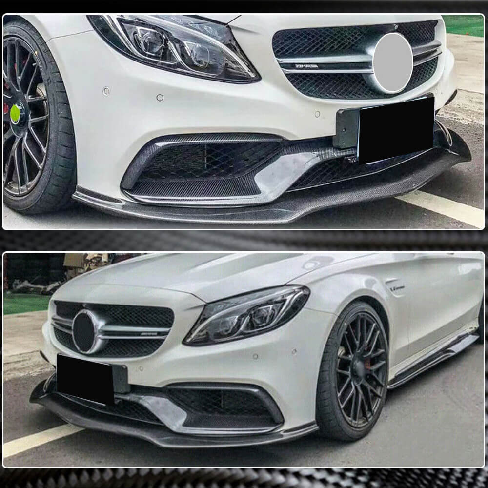 Mercedes Benz W205 C63 (S) AMG Pre-facelift 2015-2019 Front Bumper Lip Carbon Fiber-Ahacarbon