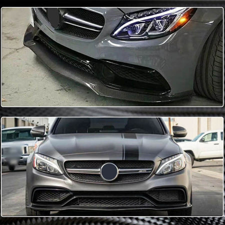 Mercedes Benz W205 C63 (S) AMG Pre-facelift 2015-2019 Front Bumper Lip Carbon Fiber-Ahacarbon