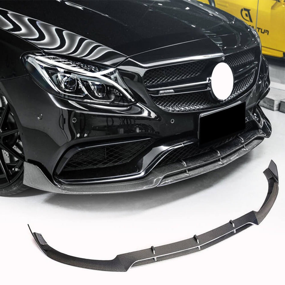 Mercedes Benz W205 C63 AMG Pre-facelift 2015-2019 Front Bumper Lip Carbon Fiber-Ahacarbon