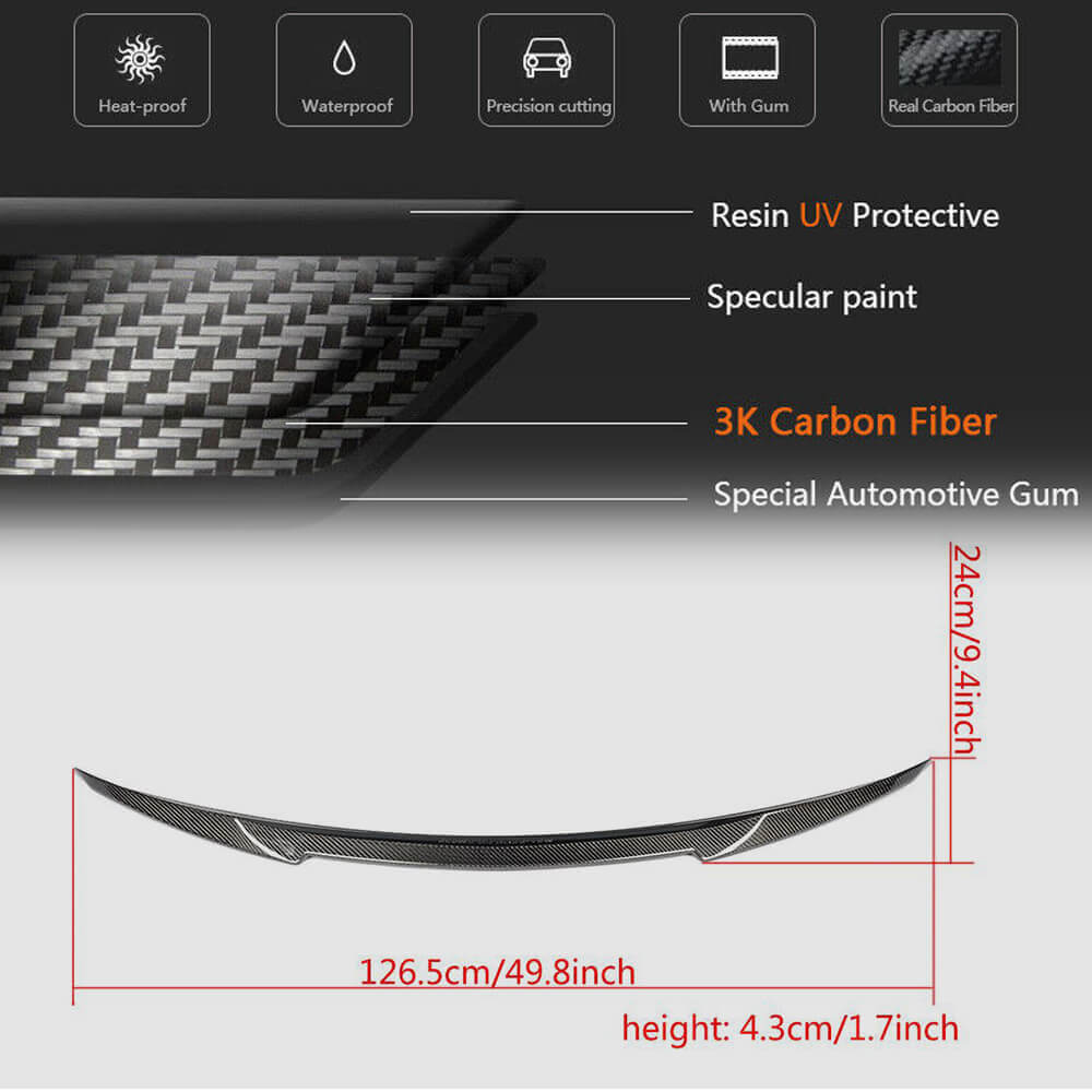 Mercedes Benz C Class W205 2015-2021 Rear Trunk Spoiler Carbon Fiber-Ahacarbon
