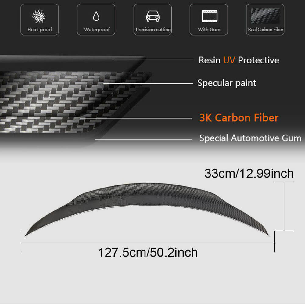 Mercedes Benz C Class W205 2015-2021 Rear Trunk Spoiler Carbon Fiber/FRP-Ahacarbon
