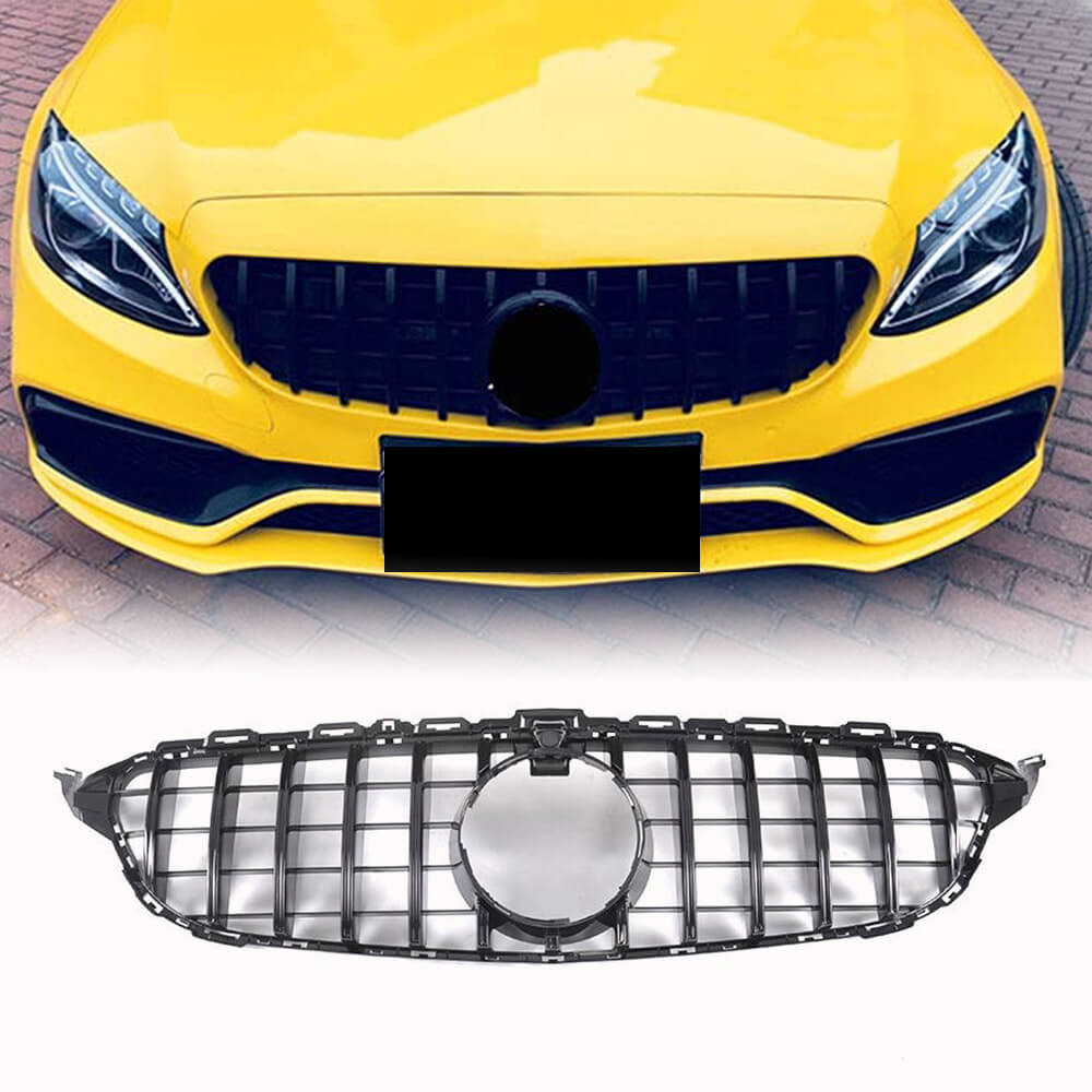Mercedes Benz W205 Sport 2015-2018 Front Grille Glossy Black ABS-Ahacarbon