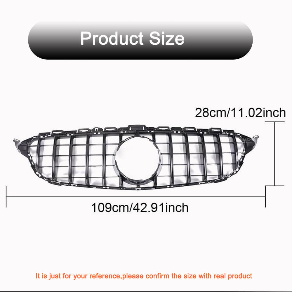 Mercedes Benz W205 Sport 2015-2018 Front Grille Glossy Black ABS-Ahacarbon