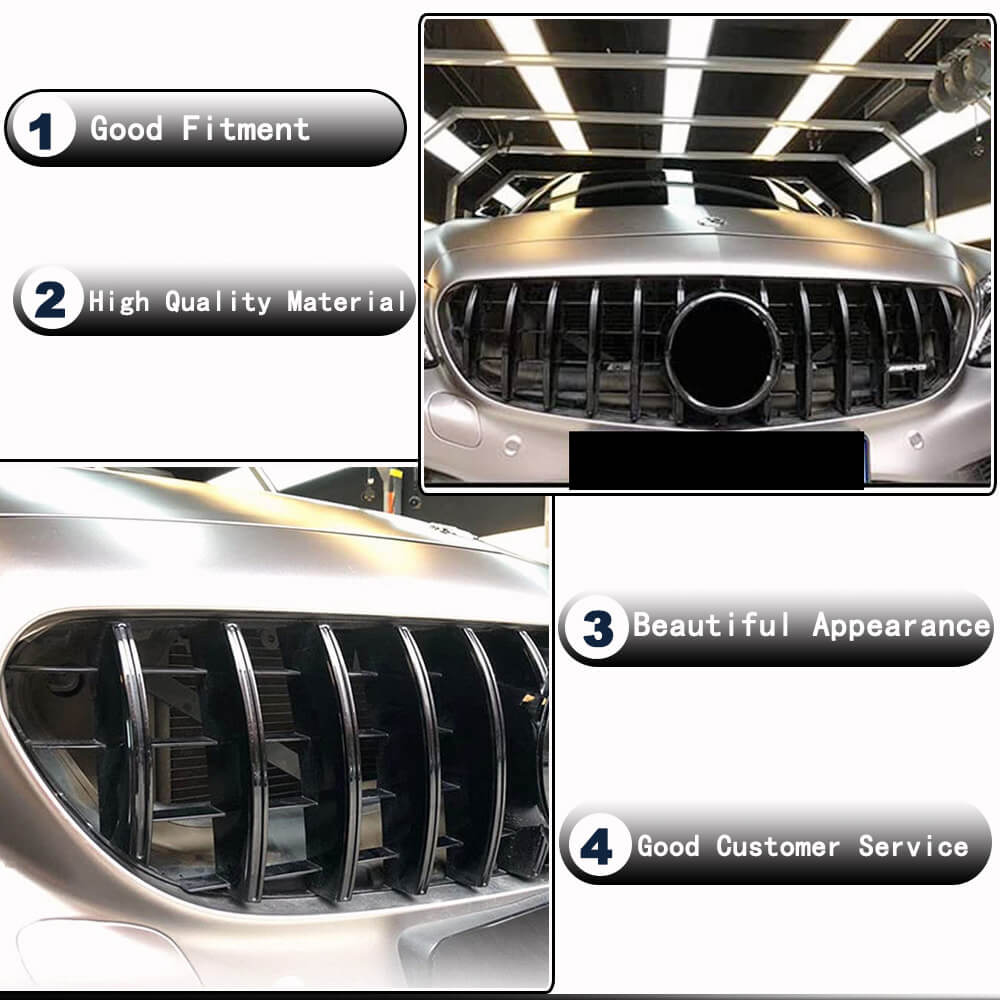 Mercedes Benz W205 Sport 2015-2018 Front Grille Glossy Black ABS-Ahacarbon