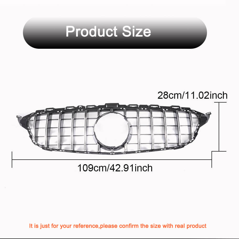 Mercedes Benz W205 Sport 2015-2018 Silver Front Grille ABS-Ahacarbon