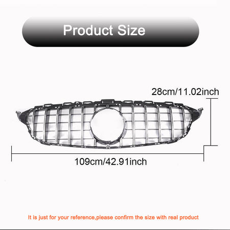 Mercedes Benz W205 Sport 2015-2018 Silver Front Grille ABS-Ahacarbon