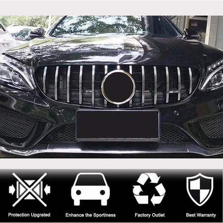 Mercedes Benz W205 Sport 2015-2018 Silver Front Grille ABS-Ahacarbon