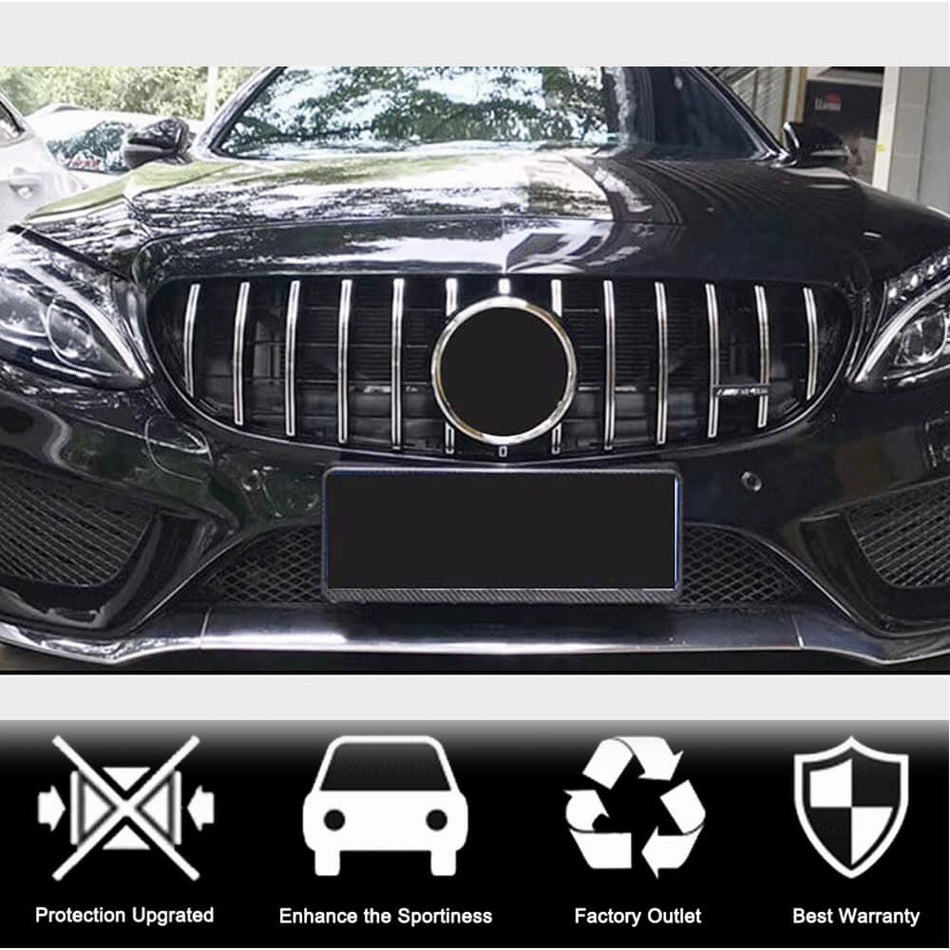 Mercedes Benz W205 Sport 2015-2018 Silver Front Grille ABS-Ahacarbon