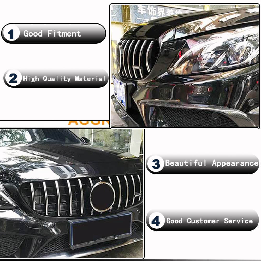 Mercedes Benz W205 Sport 2015-2018 Silver Front Grille ABS-Ahacarbon