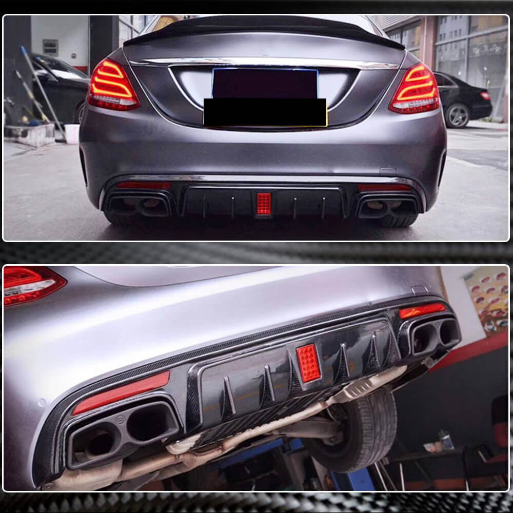 Mercedes Benz W205 Sport C43 C63 C450 AMG Pre-facelift 2015-2019 Rear Bumper Diffuser Carbon Fiber-Ahacarbon