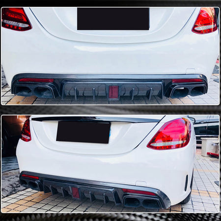 Mercedes Benz W205 Sport C43 C63 C450 AMG Pre-facelift 2015-2019 Rear Bumper Diffuser Carbon Fiber-Ahacarbon