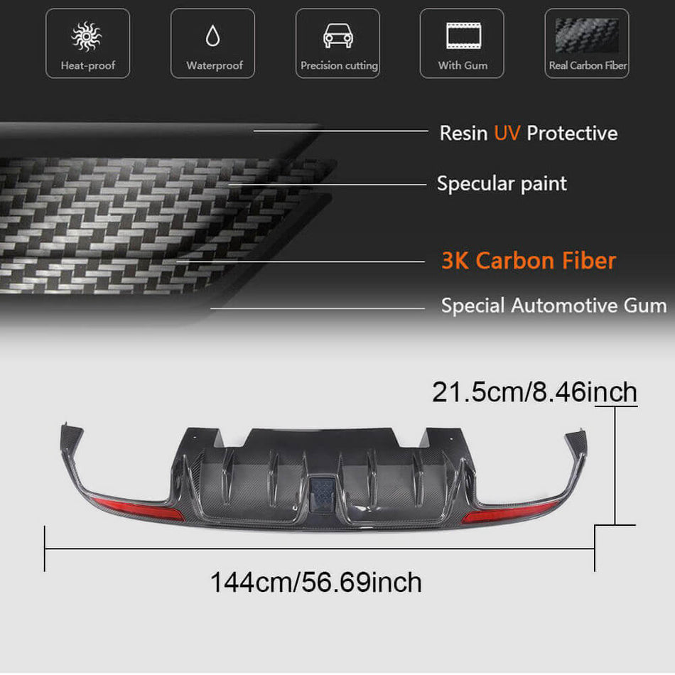 Mercedes Benz W205 Sport C43 C63 C450 AMG Pre-facelift 2015-2019 Rear Bumper Diffuser Carbon Fiber-Ahacarbon