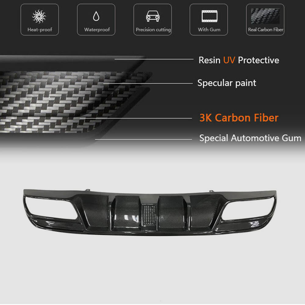 Mercedes Benz W205 Sport C43 C63 C450 AMG Pre-facelift 2015-2020 Rear Bumper Diffuser Lip W/Brake Light Carbon Fiber/FRP-Ahacarbon