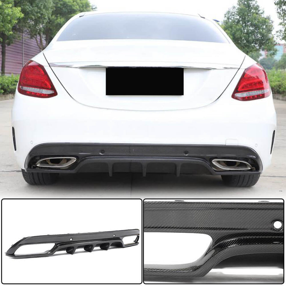Mercedes Benz W205 Sport C43 C63 C450 AMG 2015-2019 Rear Bumper Diffuser Lip Carbon Fiber/FRP-Ahacarbon