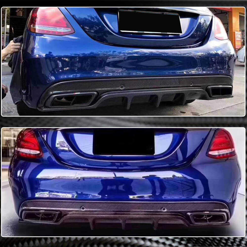 Mercedes Benz W205 Sport C43 C63 C450 AMG 2015-2019 Rear Bumper Diffuser Lip Carbon Fiber/FRP-Ahacarbon