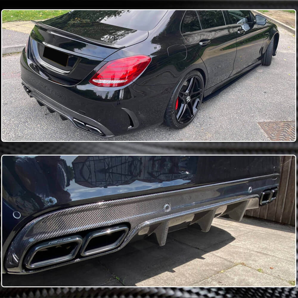 Mercedes Benz W205 Sport C43 C63 C450 AMG 2015-2019 Rear Bumper Diffuser Lip Carbon Fiber/FRP-Ahacarbon
