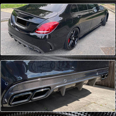 Mercedes Benz W205 Sport C43 C63 C450 AMG 2015-2019 Rear Bumper Diffuser Lip Carbon Fiber/FRP-Ahacarbon