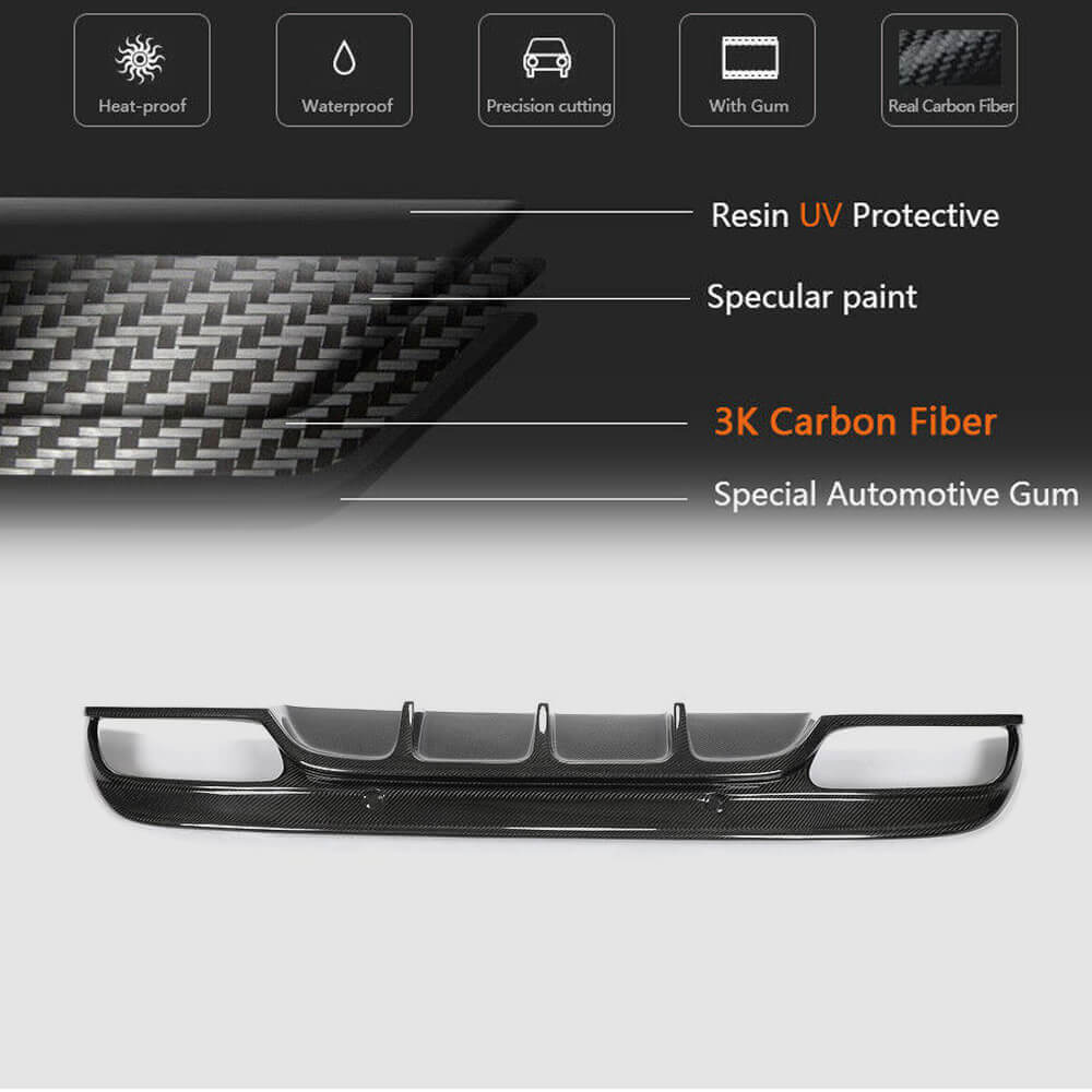 Mercedes Benz W205 Sport C43 C63 C450 AMG 2015-2019 Rear Bumper Diffuser Lip Carbon Fiber/FRP-Ahacarbon