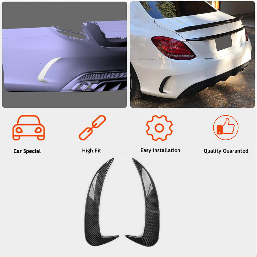 Mercedes Benz W205 Sport C43 C63 C450 AMG Pre-facelift 2015-2019 Rear Bumper Vents Carbon Fiber-Ahacarbon
