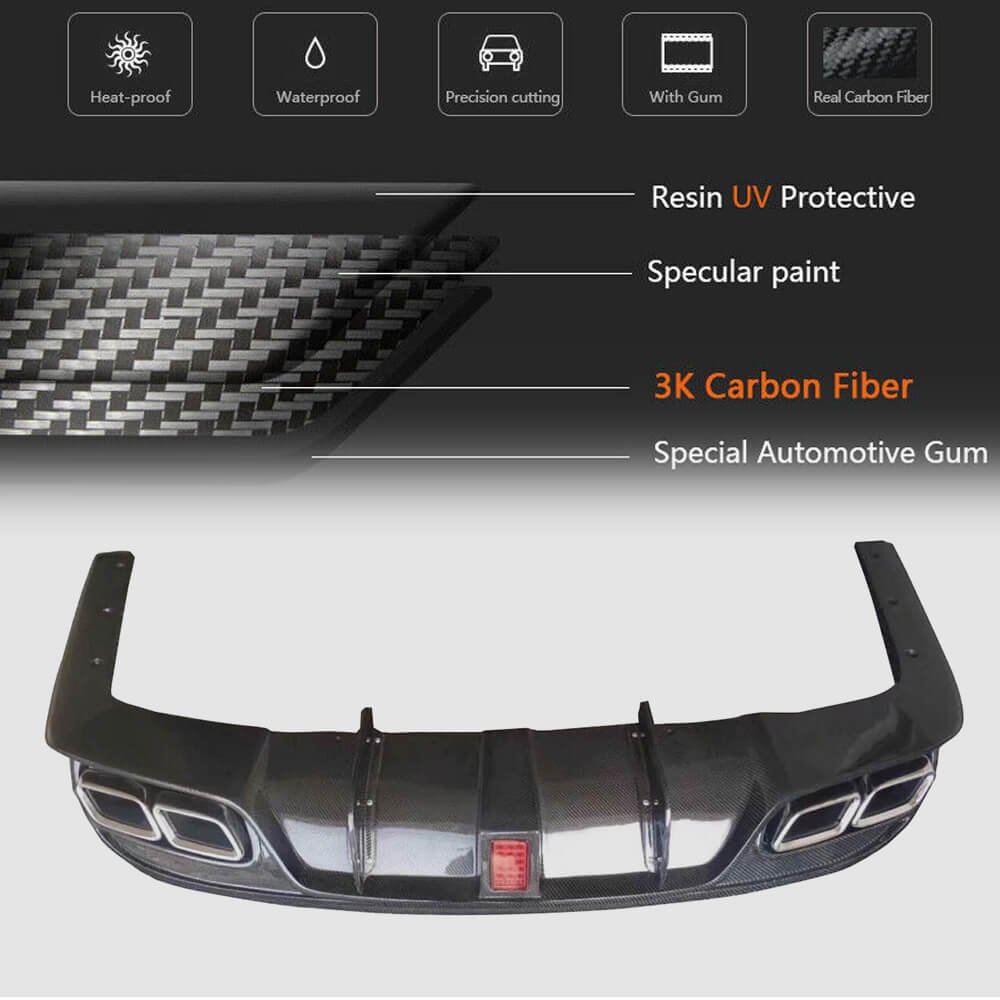 Mercedes Benz (W207) C207 A207 Sport Facelift 2014-2016 Rear Bumper Diffuser Carbon Fiber-Ahacarbon