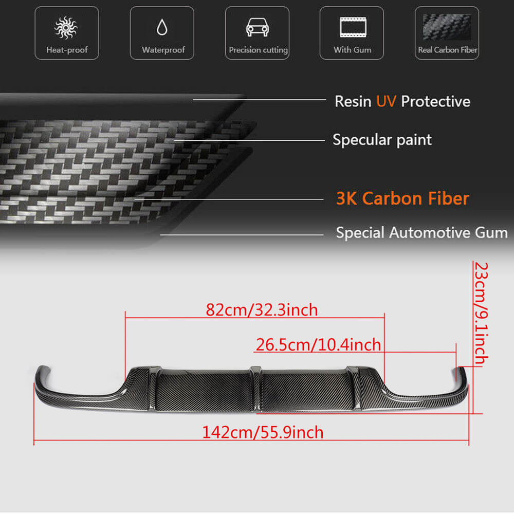 Mercedes Benz W211 E55 AMG Pre-facelift 2003-2006 Rear Bumper Diffuser Carbon Fiber/FRP-Ahacarbon