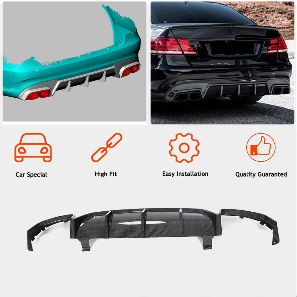 Mercedes Benz W212 E63 AMG Facelift 2013-2016 Carbon Fiber Rear Bumper Diffuser-Ahacarbon