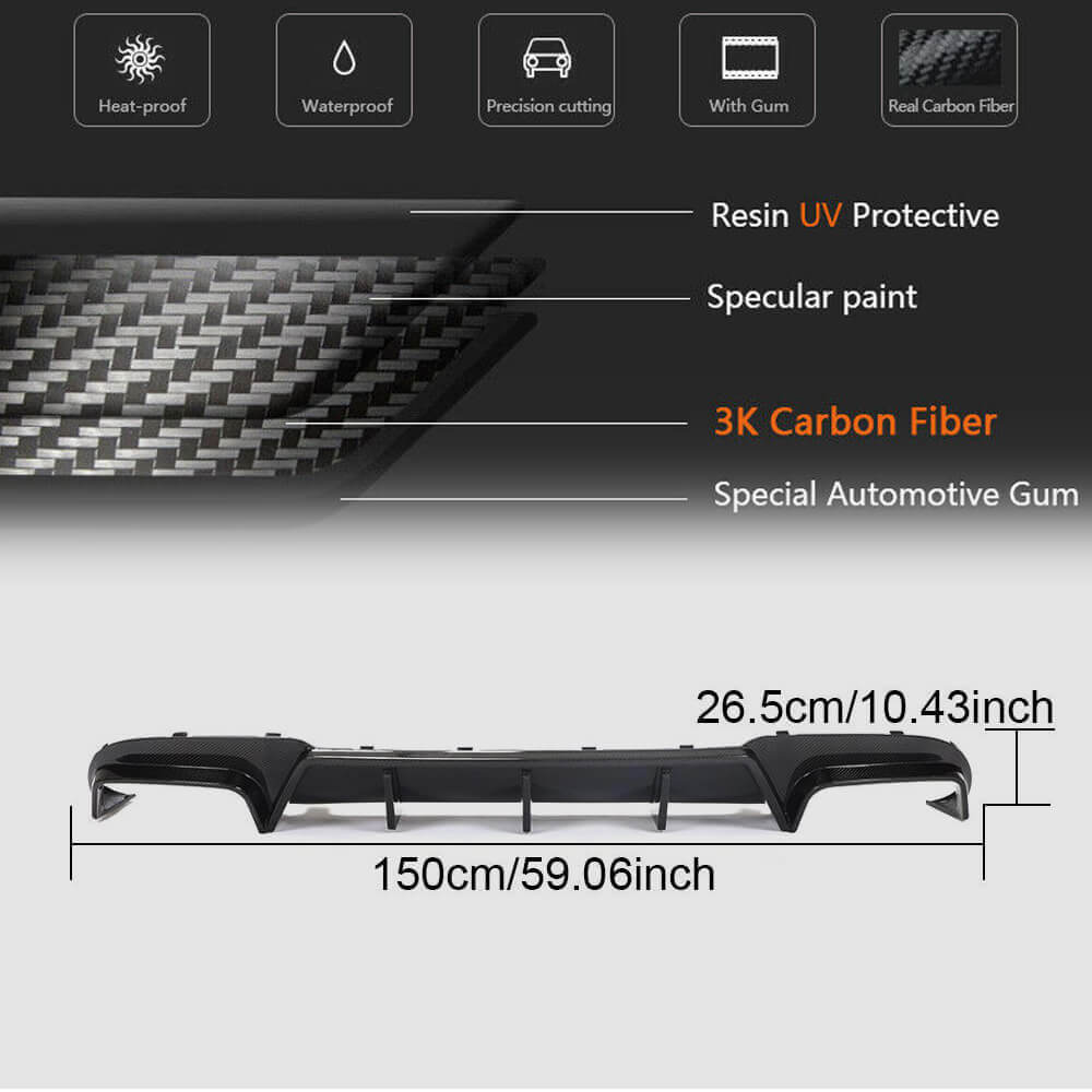 Mercedes Benz W212 E63 AMG Facelift 2013-2016 Carbon Fiber Rear Bumper Diffuser-Ahacarbon