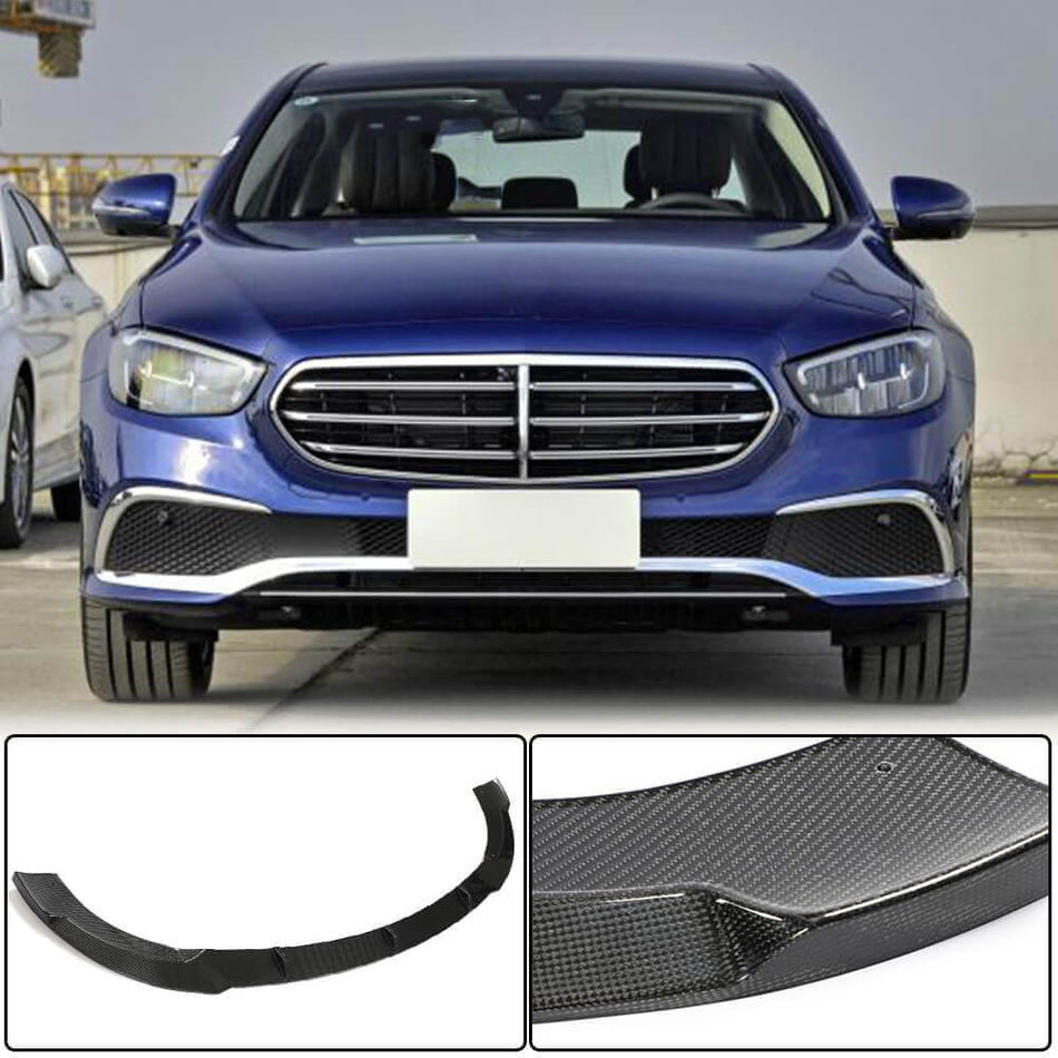 For Mercedes Benz W213 E250 E350 Base Facelift Carbon Fiber Front Bumper Lip Chin Spoiler-Ahacarbon