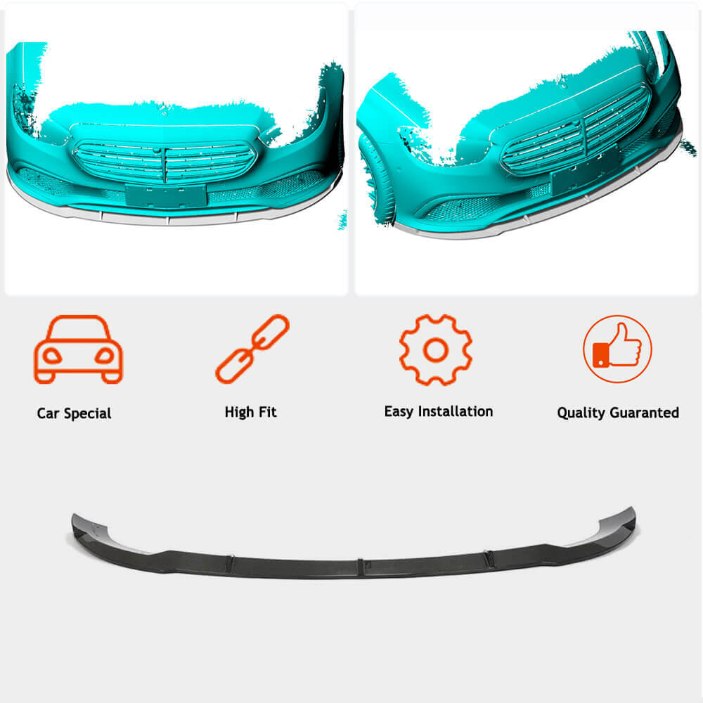 For Mercedes Benz W213 E250 E350 Base Facelift Carbon Fiber Front Bumper Lip Chin Spoiler-Ahacarbon