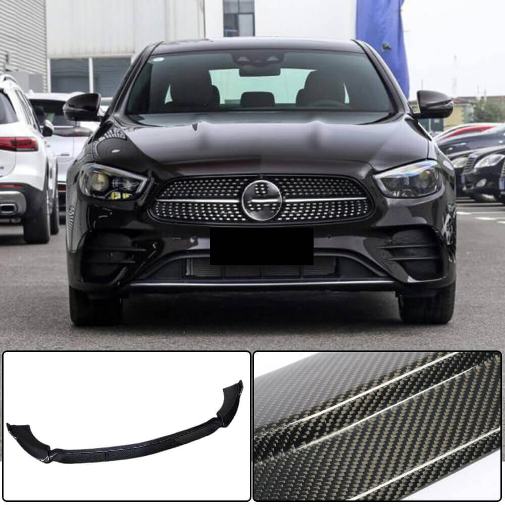 Mercedes Benz E Class W213 E350 E450 Sport Facelift 2021UP Front Bumper Lip Carbon Fiber-Ahacarbon